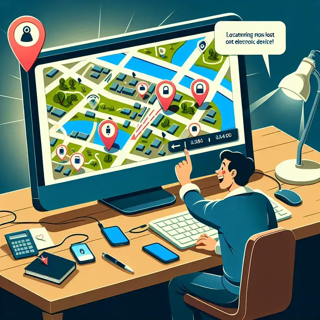 Alt text: "معرض لواجهة تطبيق Find My Device مع خريطة تظهر موقع جهاز مفقود، يوضح كيف تساعد أدوات Find My Device في استعادة الأجهزة المفقودة."