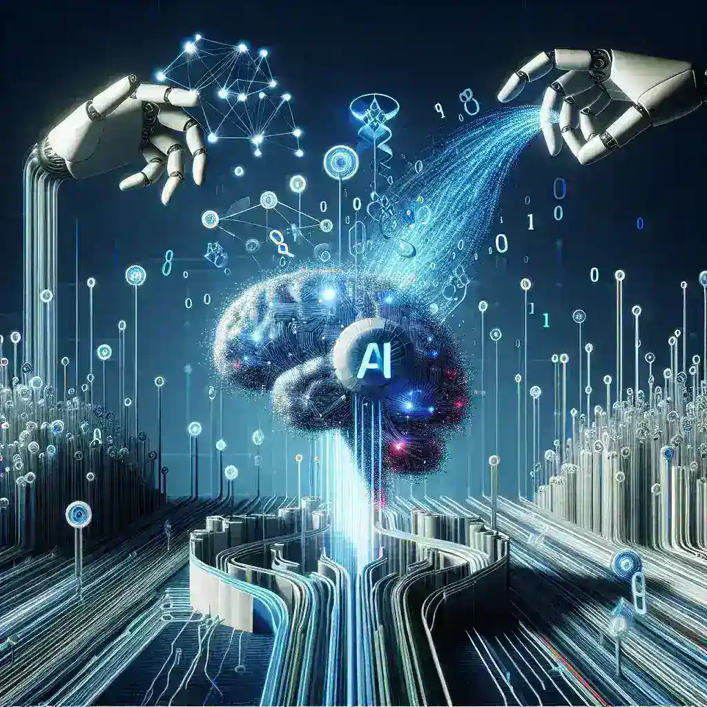 Alt text: "صورة توضح حلول تحليل السجلات بالذكاء الاصطناعي، تشمل مخططات البيانات الرقمية والتقنيات الحديثة في إدارة البيانات، تعكس الثورة التقنية في هذا المجال."